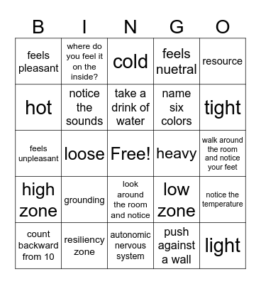 Community Resiliency Model Bingo Card