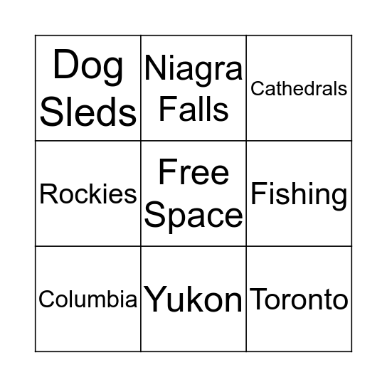 Canadian Bingo Card