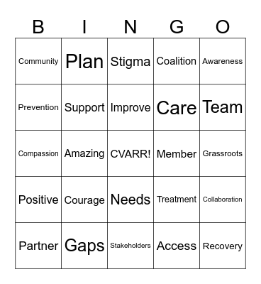 CVARR Strategic Planning Bingo Card