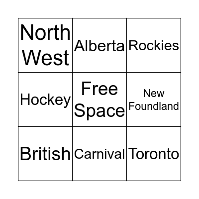 Canadian Bingo Card