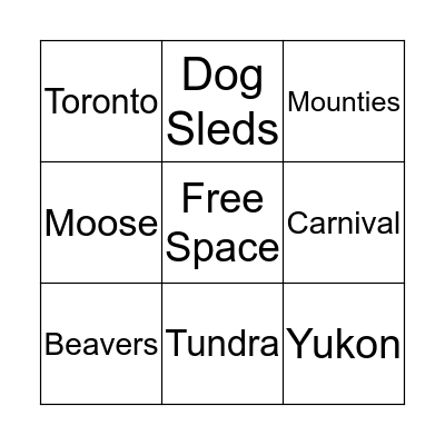 Canadian Bingo Card