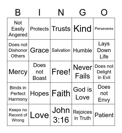 Valentines Bingo Card