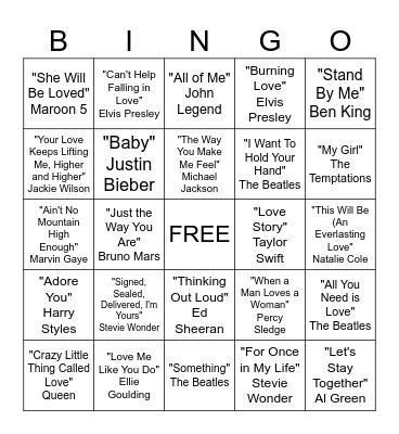 Valentine's Day Bingo Card