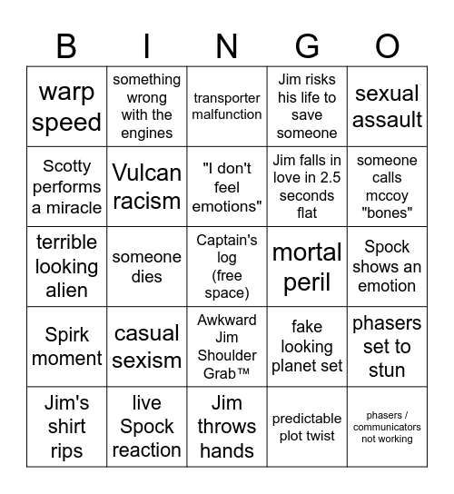 Star Trek Bingo Card