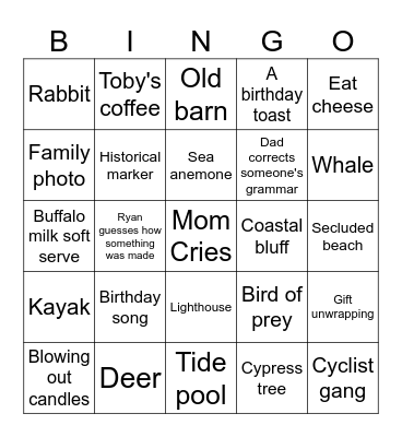 Mama's Birthday Bingo Card