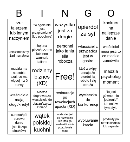 Madzia G bingo wersja ez Bingo Card