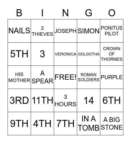 WAY OF THE CROSS Bingo Card