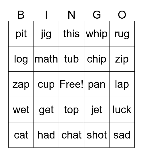 CVC BINGO Card