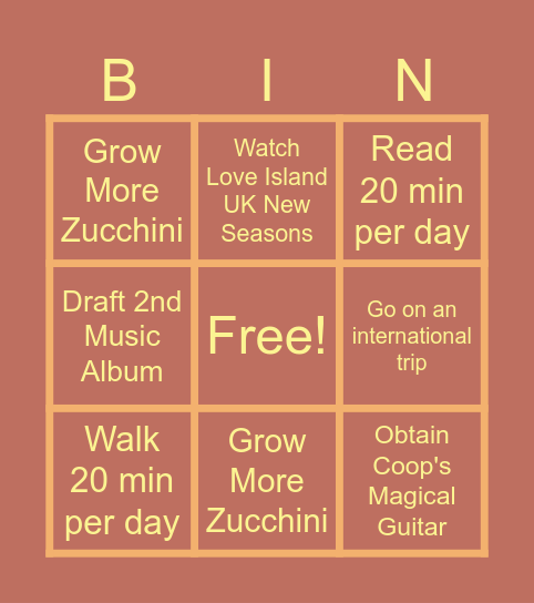Brent Bing Bingo Card
