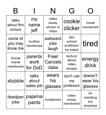j3ffb1ng0 Bingo Card
