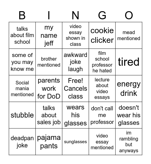 j3ffb1ng0 Bingo Card