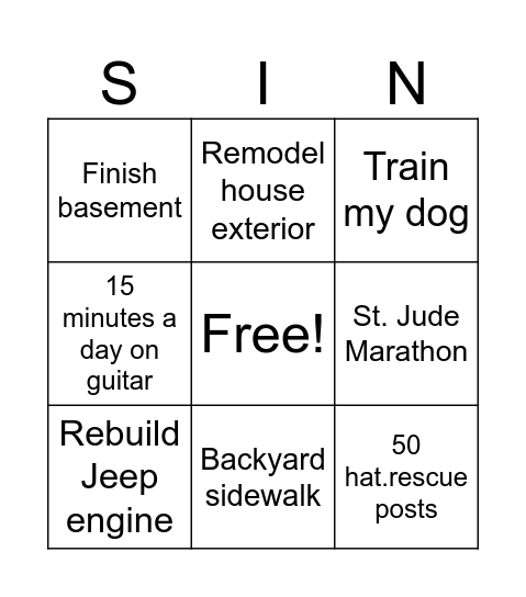 Rupp Bingo Card