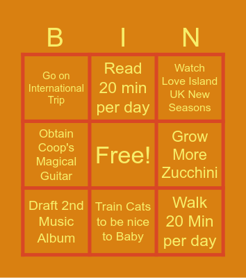 Brent Bing Bingo Card