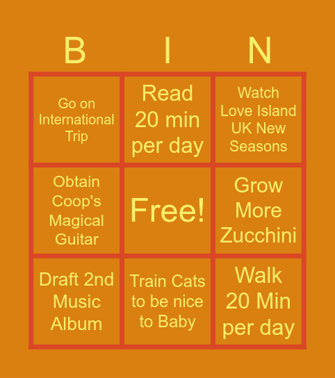 Brent Bing Bingo Card