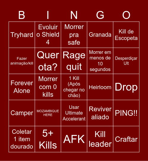 apex bingo Card