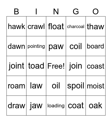 Level 32: aw, oi, oa Bingo Card