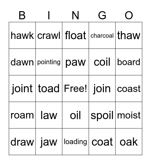 Level 32: aw, oi, oa Bingo Card