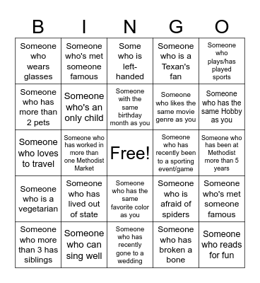 Icebreaker Bingo Card
