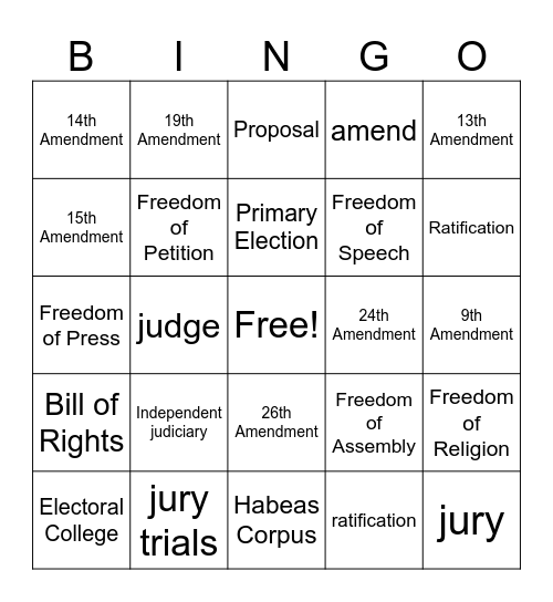 Unit 8 Study Guide Bingo Card
