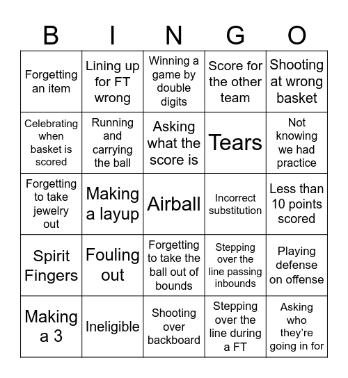 2024 B Team Bingo Card