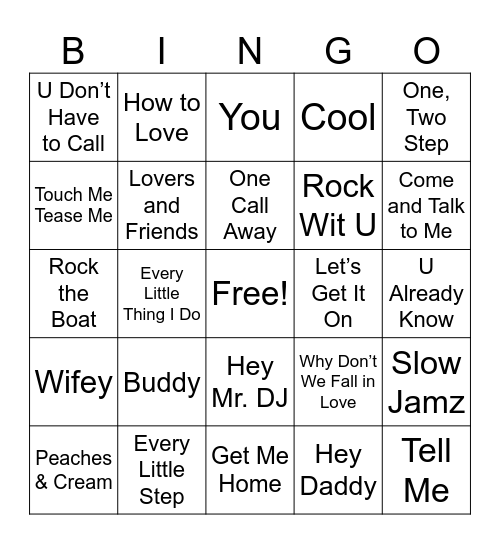 MUSIC BINGO Card