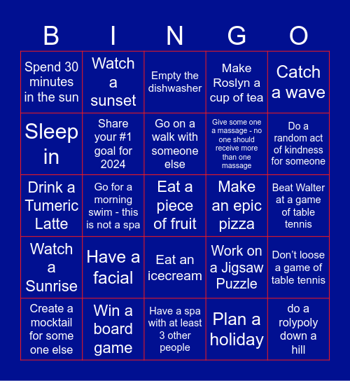 Blackbridge Staycation Bingo Card