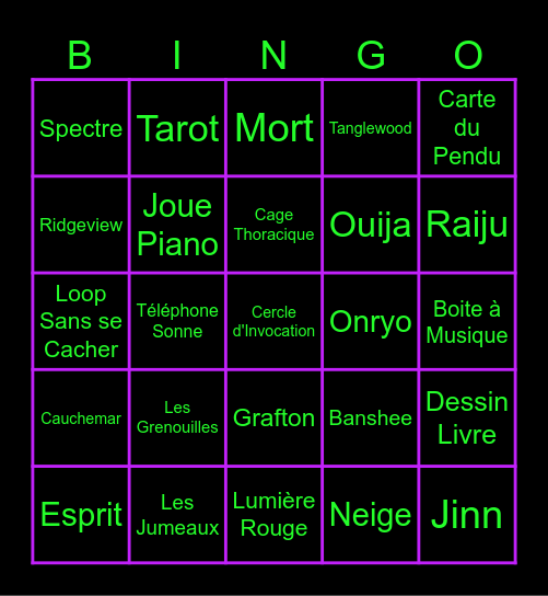 BINGO PHASMO MRTIBOUTE Bingo Card