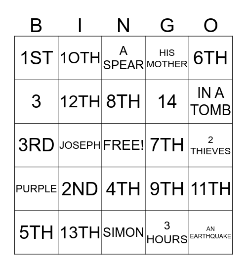 WAY OF THE CROSS Bingo Card