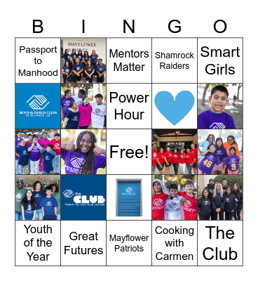 Boys & Girls Club of the Foothills Bingo Card