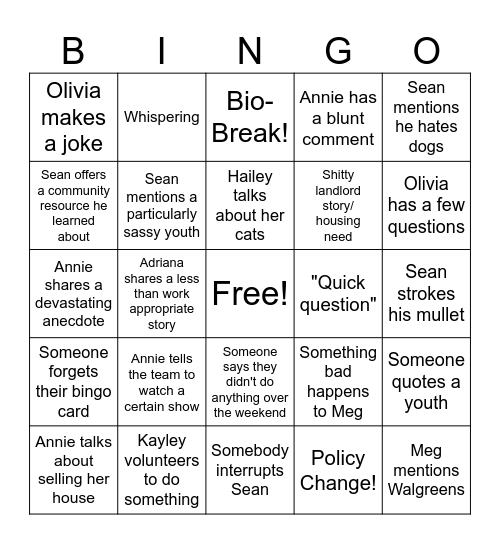 Navigate Bingo Card