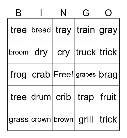 R-Blends Bingo Card