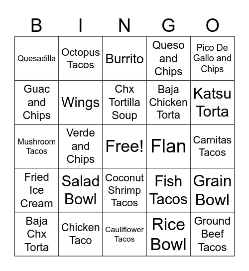 Torta Bingo Card