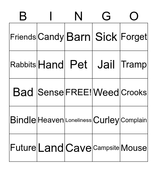 Of Mice and Men Bingo Card