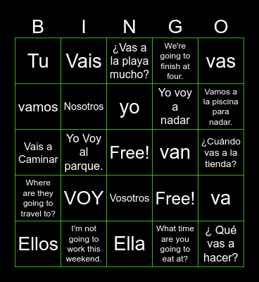 Spanish Bingy Bingo Card