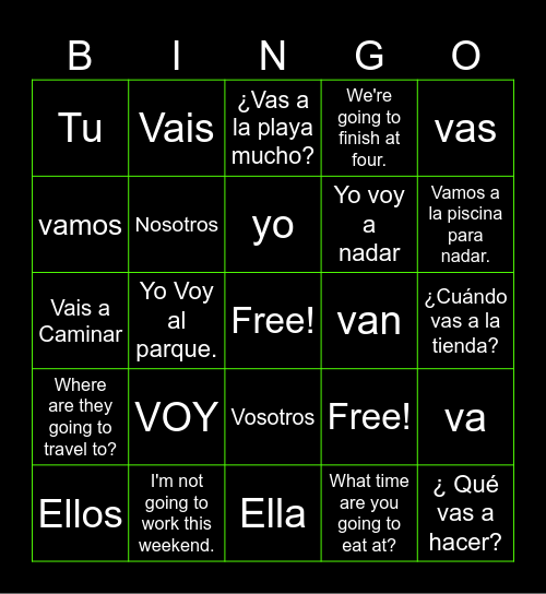 Spanish Bingy Bingo Card