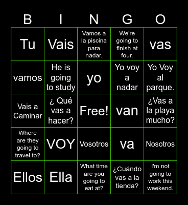 Spanish Bongy Bingo Card