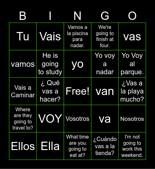 Spanish Bongy Bingo Card
