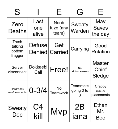 Rainbow6 Bingo Card