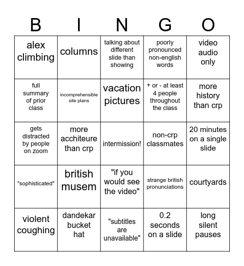 dandekar bingo Card