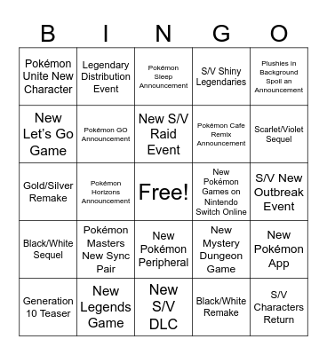 Pokémon Day 2024 Bingo Card