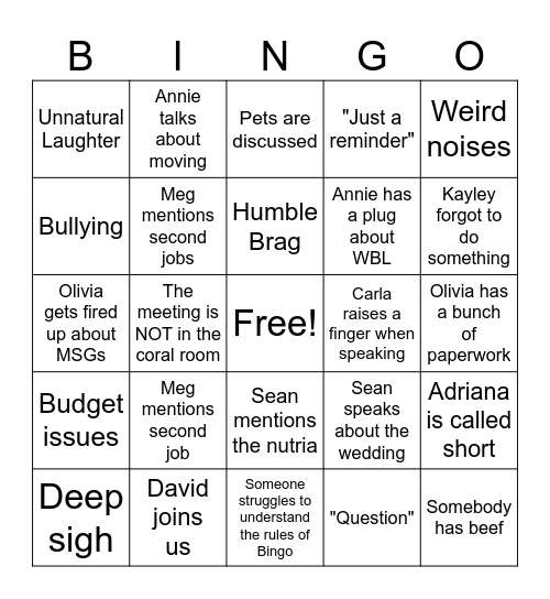 Navigate Bingo Card