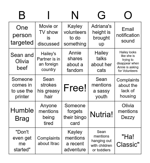 Navigate Bingo Card