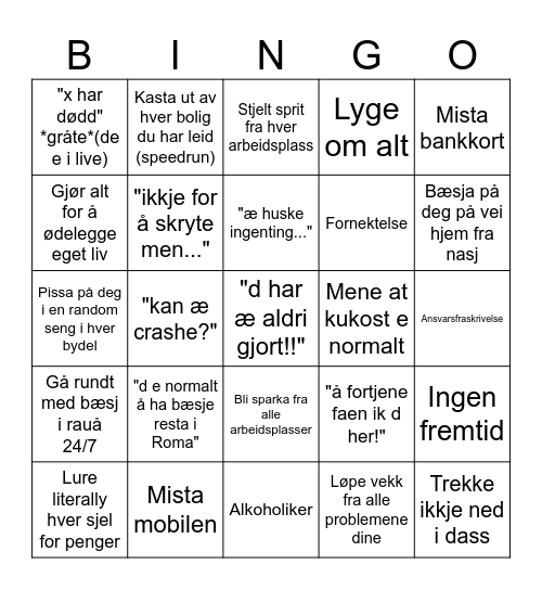 Anthony Bingo Card