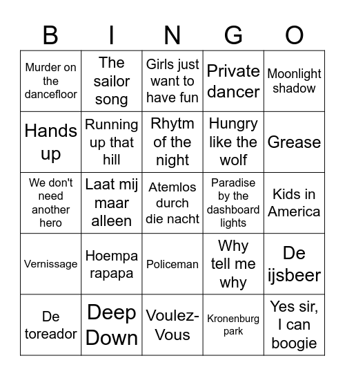 Wintersport Bingo Card