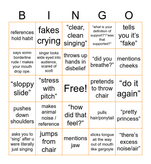 Scott Studio Bingo Card