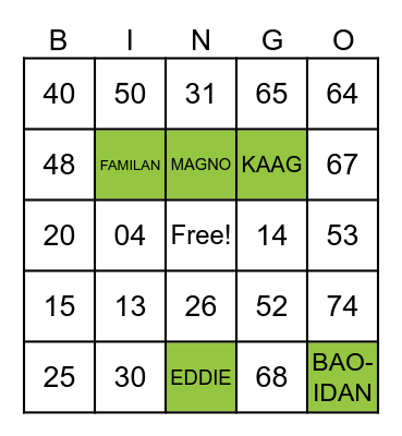 FAMILAN REUNION 2023 Bingo Card