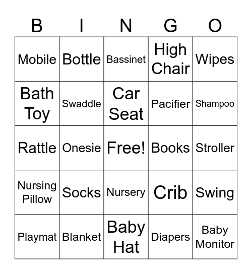 Baby Shower Bingo Card