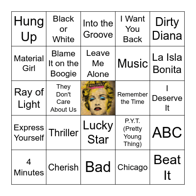 Michael V Madonna Bingo Card