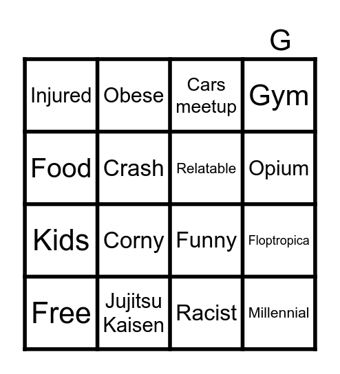 Ig reels Bingo Card