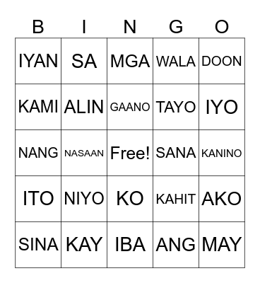 FILIPINO SIGHT WORDS Bingo Card